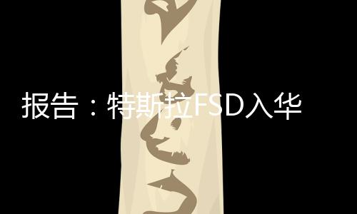 报告：特斯拉FSD入华 可为马斯克赚20亿美元